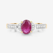 Bids.com 0.95 Carat Genuine Ruby and White Diamond 10K Yellow Gold Ring Rings