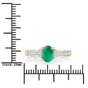 Bids.com 0.82 Carat Genuine Zambian Emerald and White Diamond 14K Yellow Gold Ring Rings