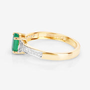 Bids.com 0.82 Carat Genuine Zambian Emerald and White Diamond 14K Yellow Gold Ring Rings