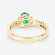 Bids.com 0.82 Carat Genuine Zambian Emerald and White Diamond 14K Yellow Gold Ring Rings