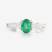 Bids.com 0.82 Carat Genuine Zambian Emerald and White Diamond 14K Yellow Gold Ring Rings