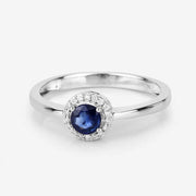 Bids.com 0.52 Carat Genuine Blue Sapphire and White Diamond 14K White Gold Ring Rings