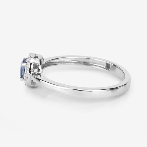 Bids.com 0.52 Carat Genuine Blue Sapphire and White Diamond 14K White Gold Ring Rings
