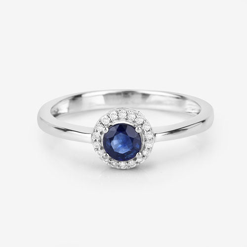 Bids.com 0.52 Carat Genuine Blue Sapphire and White Diamond 14K White Gold Ring Rings