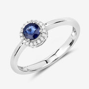 Bids.com 0.52 Carat Genuine Blue Sapphire and White Diamond 14K White Gold Ring Rings