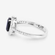 Bids.com 1.82 Carat Genuine Blue Sapphire and White Diamond 14K White Gold Ring Rings