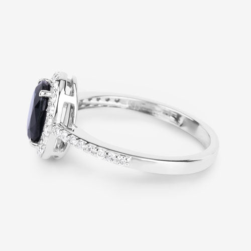 Bids.com 1.82 Carat Genuine Blue Sapphire and White Diamond 14K White Gold Ring Rings