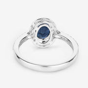 Bids.com 1.82 Carat Genuine Blue Sapphire and White Diamond 14K White Gold Ring Rings