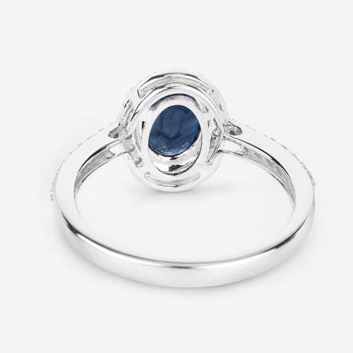 Bids.com 1.82 Carat Genuine Blue Sapphire and White Diamond 14K White Gold Ring Rings