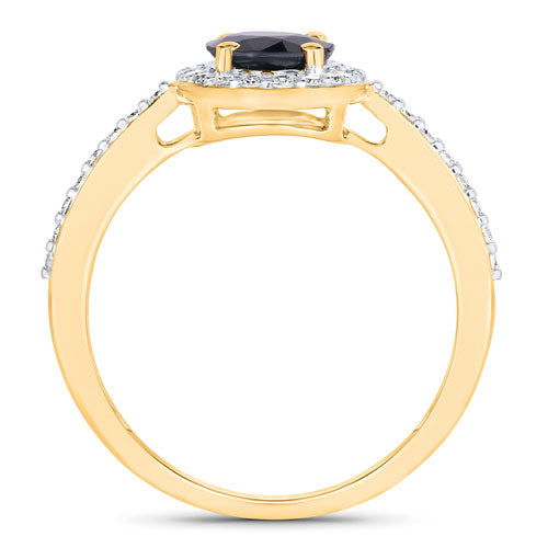 Bids.com 1.82 Carat Genuine Blue Sapphire and White Diamond 14K Yellow Gold Ring Rings