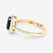Bids.com 1.82 Carat Genuine Blue Sapphire and White Diamond 14K Yellow Gold Ring Rings