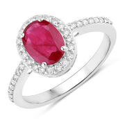 Bids.com 1.73 Carat Genuine Ruby and White Diamond 14K White Gold Ring Rings