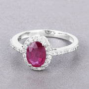 Bids.com 1.73 Carat Genuine Ruby and White Diamond 14K White Gold Ring Rings