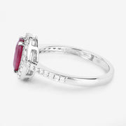 Bids.com 1.73 Carat Genuine Ruby and White Diamond 14K White Gold Ring Rings