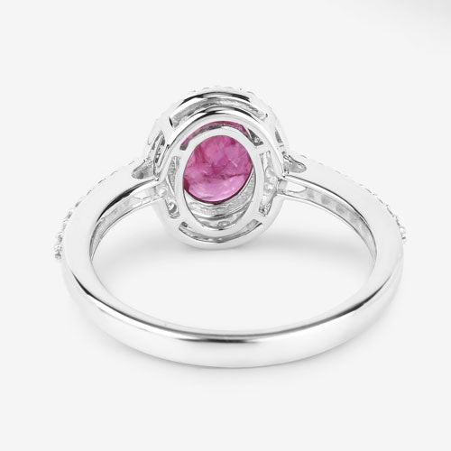 Bids.com 1.73 Carat Genuine Ruby and White Diamond 14K White Gold Ring Rings