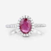 Bids.com 1.73 Carat Genuine Ruby and White Diamond 14K White Gold Ring Rings