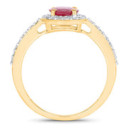 Bids.com 1.73 Carat Genuine Ruby and White Diamond 14K Yellow Gold Ring Rings