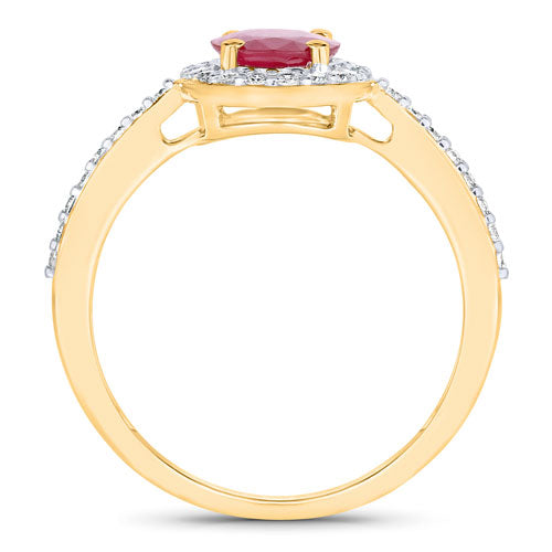 Bids.com 1.73 Carat Genuine Ruby and White Diamond 14K Yellow Gold Ring Rings