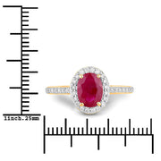 Bids.com 1.73 Carat Genuine Ruby and White Diamond 14K Yellow Gold Ring Rings