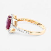 Bids.com 1.73 Carat Genuine Ruby and White Diamond 14K Yellow Gold Ring Rings