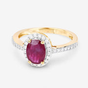 Bids.com 1.73 Carat Genuine Ruby and White Diamond 14K Yellow Gold Ring Rings