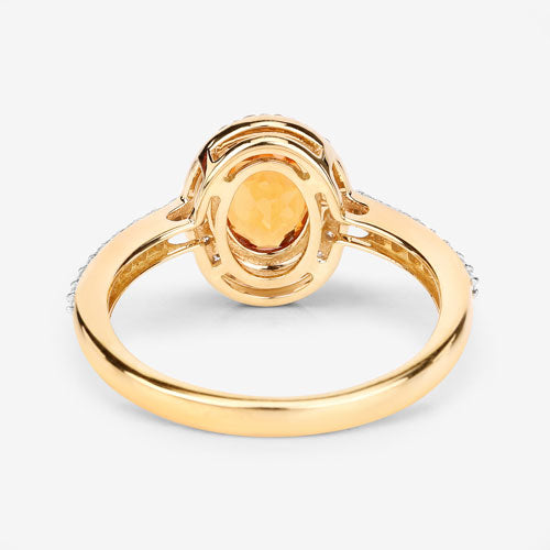 Bids.com 1.66 Carat Genuine Spessartite Garnet and White Diamond 14K Yellow Gold Ring Rings