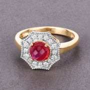 Bids.com 2.01 Carat Genuine Ruby and White Diamond 14K Yellow Gold Ring Rings