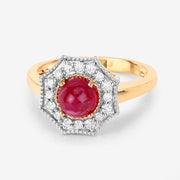 Bids.com 2.01 Carat Genuine Ruby and White Diamond 14K Yellow Gold Ring Rings