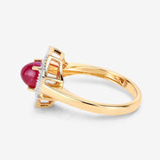 Bids.com 2.01 Carat Genuine Ruby and White Diamond 14K Yellow Gold Ring Rings