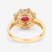 Bids.com 2.01 Carat Genuine Ruby and White Diamond 14K Yellow Gold Ring Rings