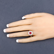 Bids.com 2.01 Carat Genuine Ruby and White Diamond 14K Yellow Gold Ring Rings