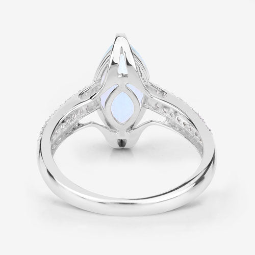 Bids.com 2.09 Carat Genuine Aquamarine and White Diamond 14K White Gold Ring Rings