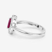 Bids.com 0.92 Carat Genuine Ruby and White Diamond 14K White Gold Ring Rings