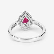 Bids.com 0.92 Carat Genuine Ruby and White Diamond 14K White Gold Ring Rings