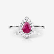 Bids.com 0.92 Carat Genuine Ruby and White Diamond 14K White Gold Ring Rings