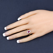 Bids.com 0.92 Carat Genuine Ruby and White Diamond 14K White Gold Ring Rings