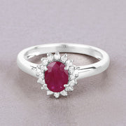Bids.com 1.01 Carat Genuine Ruby and White Diamond 10K White Gold Ring Rings