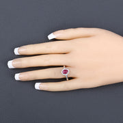 Bids.com 1.01 Carat Genuine Ruby and White Diamond 10K White Gold Ring Rings