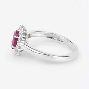 Bids.com 1.01 Carat Genuine Ruby and White Diamond 10K White Gold Ring Rings