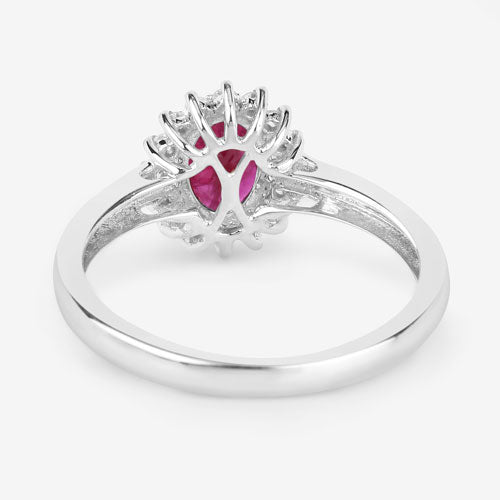 Bids.com 1.01 Carat Genuine Ruby and White Diamond 10K White Gold Ring Rings