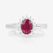 Bids.com 1.01 Carat Genuine Ruby and White Diamond 10K White Gold Ring Rings