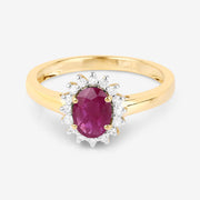 Bids.com 1.01 Carat Genuine Ruby and White Diamond 10K Yellow Gold Ring Rings