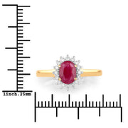 Bids.com 1.01 Carat Genuine Ruby and White Diamond 10K Yellow Gold Ring Rings