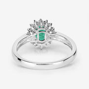 Bids.com 0.86 Carat Genuine Zambian Emerald and White Diamond 14K White Gold Ring Rings