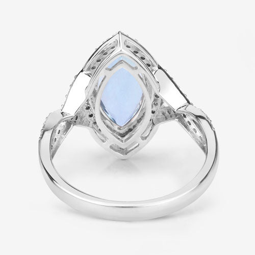 Bids.com 2.24 Carat Genuine Aquamarine and White Diamond 14K White Gold Ring Rings