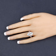 Bids.com 2.24 Carat Genuine Aquamarine and White Diamond 14K White Gold Ring Rings