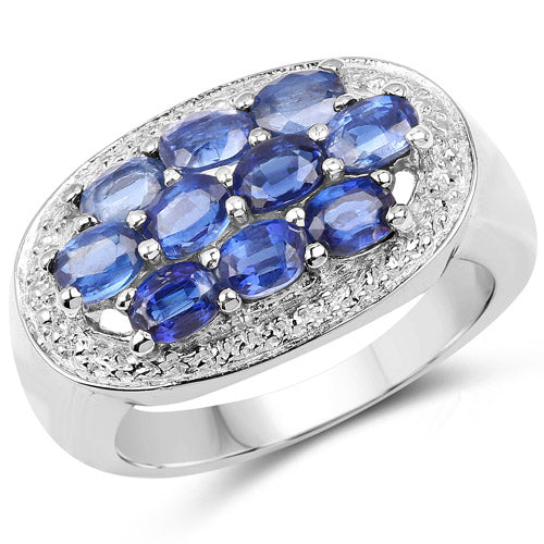 Bids.com 2.20 Carat Genuine Kyanite .925 Sterling Silver Ring Rings
