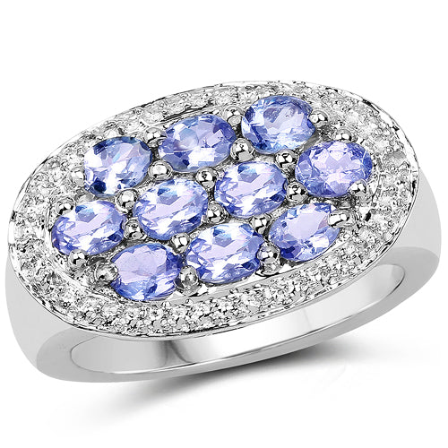 Bids.com 1.70 Carat Genuine Tanzanite .925 Sterling Silver Ring Rings