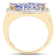 Bids.com 14K Yellow Gold Plated 1.70 Carat Genuine Tanzanite .925 Sterling Silver Ring Rings