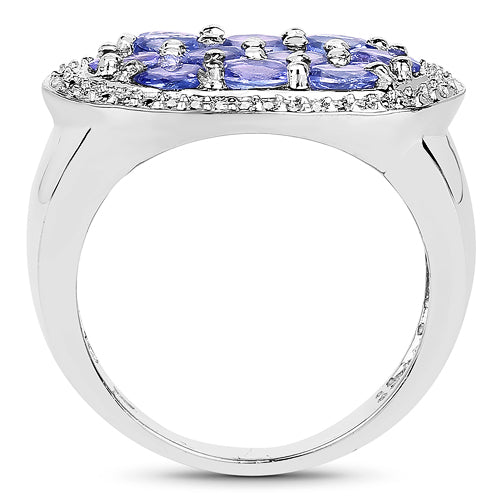 Bids.com 1.70 Carat Genuine Tanzanite .925 Sterling Silver Ring Rings
